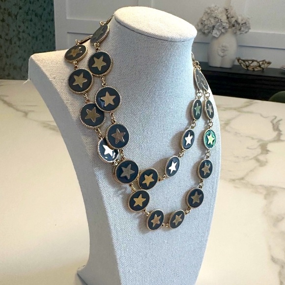 TOVA Gold Star Long Necklace Set in Blue-Grey Enamel in Gold-Tone Metal - Picture 11 of 16